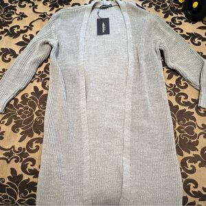 Women's Gray Open Front Cardigan Sweater